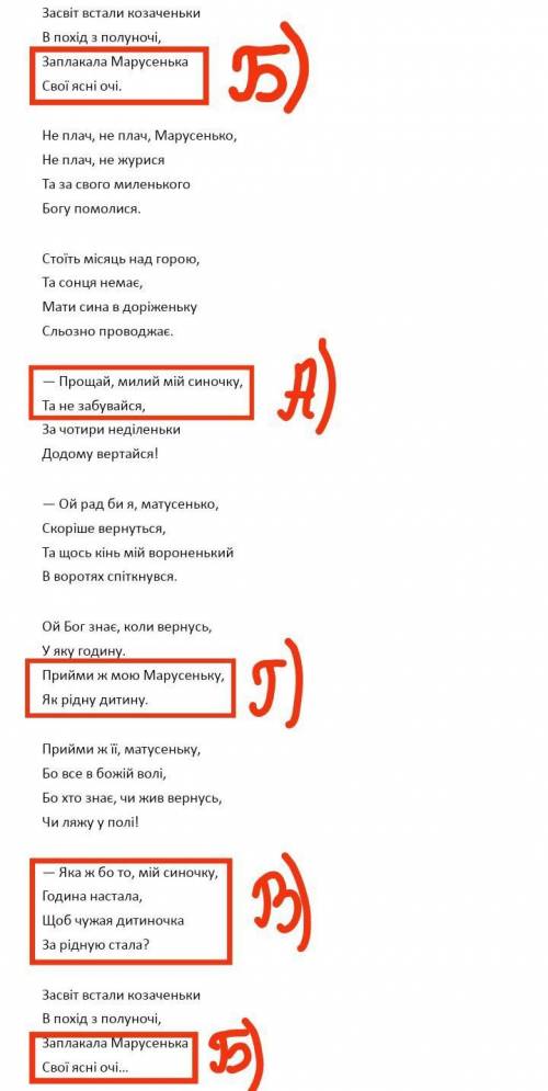 Установіть правильну послідовність подій у пісні «Засвіт встали козаченьки». A) «Прощай, милий мій с