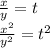 \frac{x}{y} =t\\\frac{x^2}{y^2} =t^2