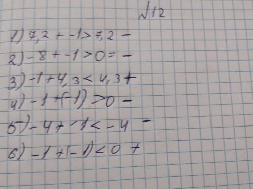 Определите, какие из ниже приведенных неравенств будут верны при ако: 1) 7,2 +a >7,2; 2) -8+a>