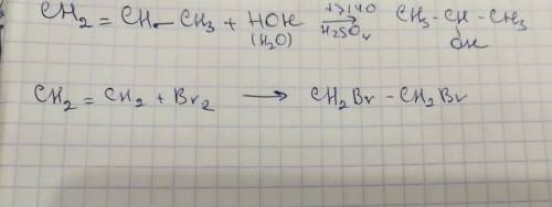 Напишіть рівняння реакційСН2=СН-СН3+Н2О--
