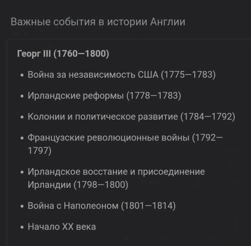 Наиболее важные события об истории Англии