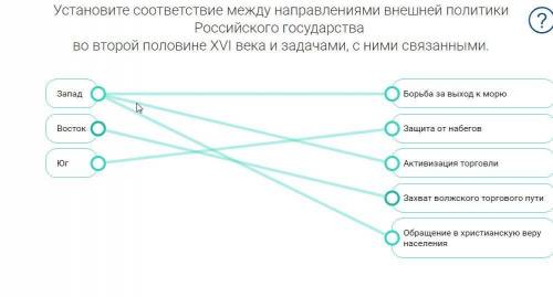 Установите соответствие между направлениями внешней политики Российского государства во второй полов