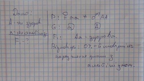 2. у людини ген альбiнiзму - рецесивна ознака. Здоровий чоловік, батьки якого теж були здоровими одр