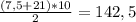 \frac{(7,5+21)*10}{2} =142,5