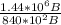 \frac{1.44 * 10^6B}{840*10^2B}