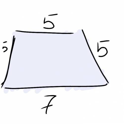 Начерти трапецию, большее основание которой 7 см, остальные три стороны равны, а периметр 22