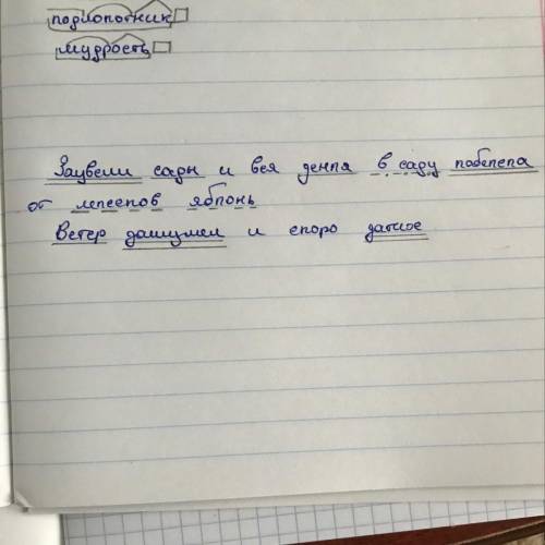 Выполните синтаксический разбор 1) зацвели сады и вся земля в саду побелела от лепестков яблонь 2) в