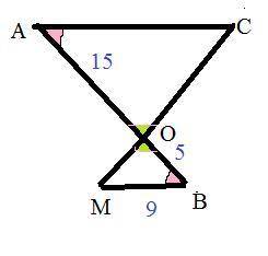 Отрезки ab и mc пересекаются в точке o, так что отрезок bm параллелен отрезку ac. найдите ac, если a