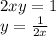 2xy = 1 \\ y = \frac{1}{2x} 