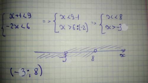 Як розв'язати таке? x+1< 9 -2x< 6