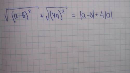 Спростити вираз корінь квадратний з ((а-б) до квадрату)+корінь квадратний з (4а до квадрату)