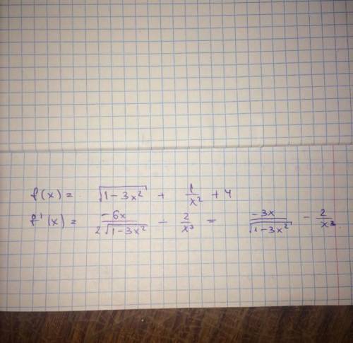 f(x) = \sqrt{1 - 3 {x }^{2} } + 1 \div {x}^{2} + 4