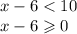 x - 6 < 10 \\ x - 6 \geqslant 0