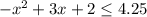 -x^2+3x+2\leq4.25