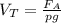 V_{T}=\frac{F_{A}}{pg}