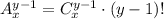 A^{y-1}_x = C_x^{y-1} \cdot (y-1)!