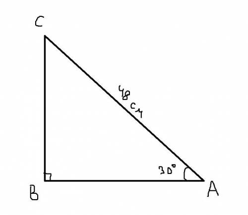 У△авс, ас - 48 см, ∡а =30°, ∡в = 90°найти периметр ▴авс​