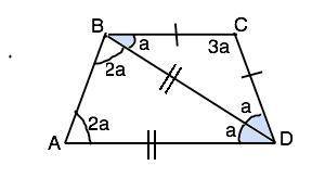 Равнобедренная трапеция поделена диагональю на два равнобедренных треугольника. найти углы трапеции.