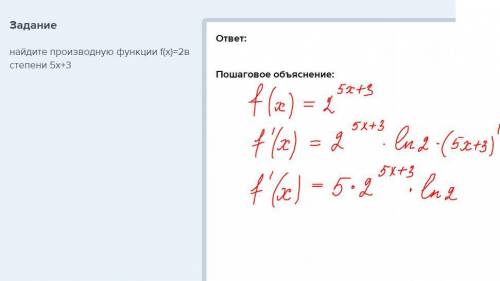 Найдите производную функции f(x)=2в степени 5x+3​