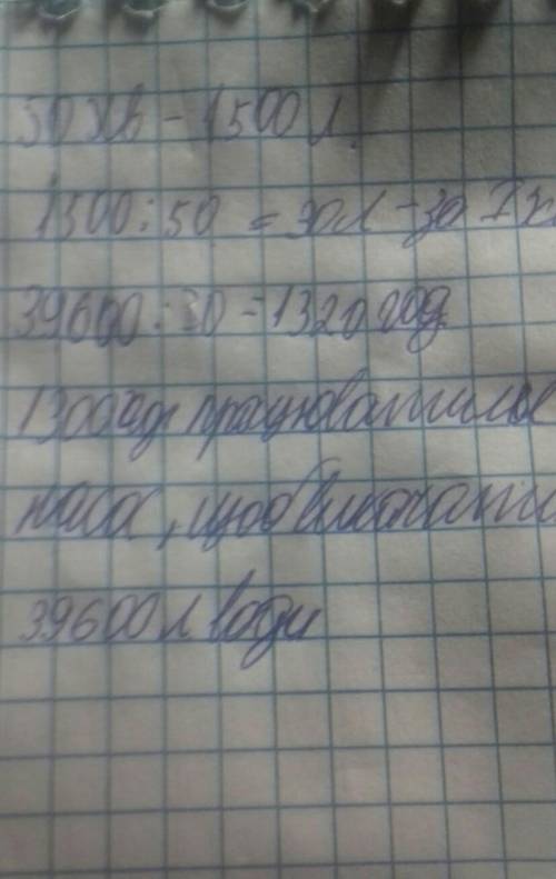 За 50 хвилин насос може викачати 1500 л води. скільки годин працюватиме насос, щоб викачати з басейн