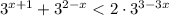 3^{x+1}+3^{2-x}<2\cdot3^{3-3x}