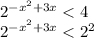 2^{-x^2+3x}<4\\2^{-x^2+3x}<2^2\\