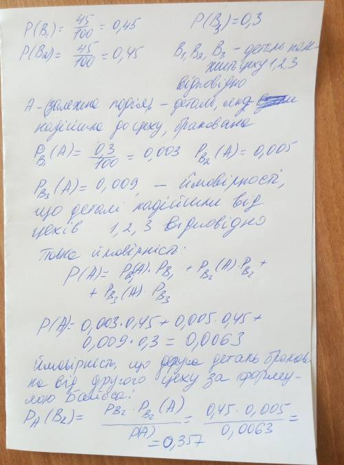 До цеху збору радіоприймачів надходять деталі, виготовлені трьома цехами заводу. із них 45% – від це