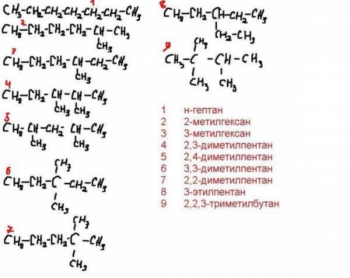 Составить 5 изомеров гептана