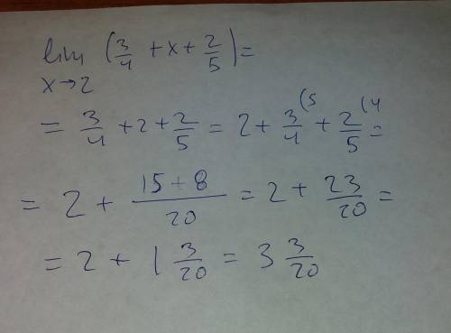 x \: 2 lim \: ( \frac{3}{4} + x + \frac{2}{5} 