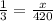 \frac{1}{3} = \frac{x}{420} 