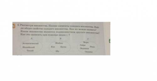 Рассмотри множества назови элементы каждого множества найди общее свойство каждого множества как их 