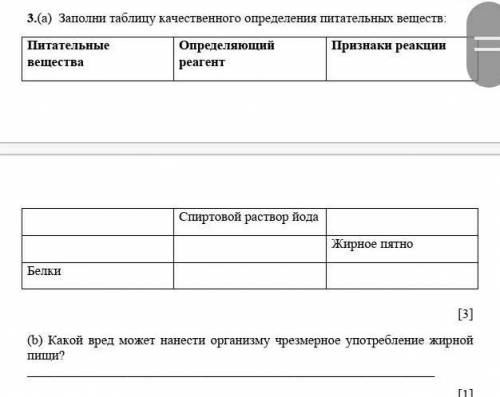 [2]3.(а) Заполни таблицу качественного определения питательных веществ:Питательные вещества Определя