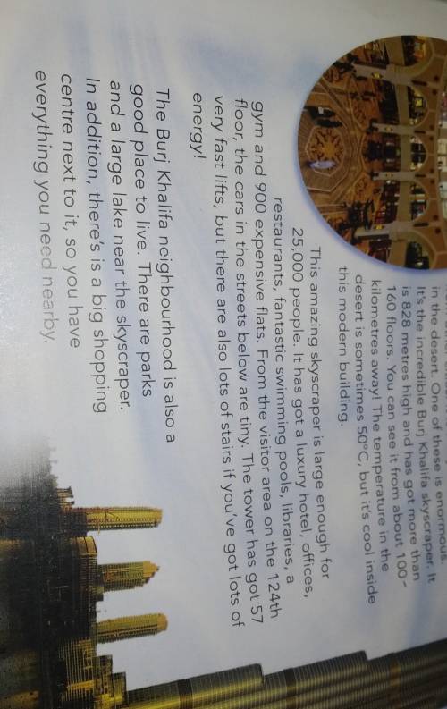 2.Choose the right answer. 1. Dubai is located in the ___. a)desert b)forest c)USA 2. Burij Khalifa