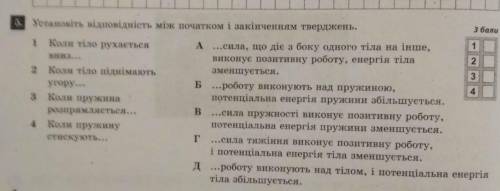 Установіть відповідність між початком і закінчення тверджень ть будь ласка​