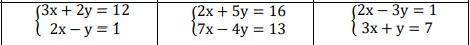 Первый пример решить подстановки, второй сложения, третий – с правила Крамера.
