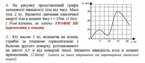 С 4 ЗАДАЧЕЙ ДАЮ. На рисунку представлений графік залежності швидкості тіла від часу. Маса