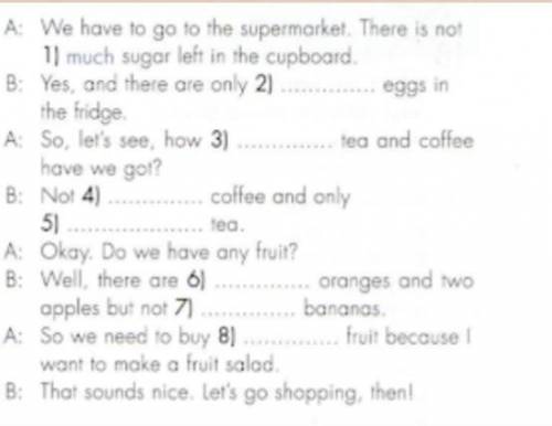 Даю 38б. Fill in: much, many, a lot of, a little, a few.