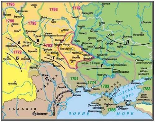 2. Розгляньте картосхему: « Територія яких держав позначена на кар- тосхемі жовтим, світло-коричнев