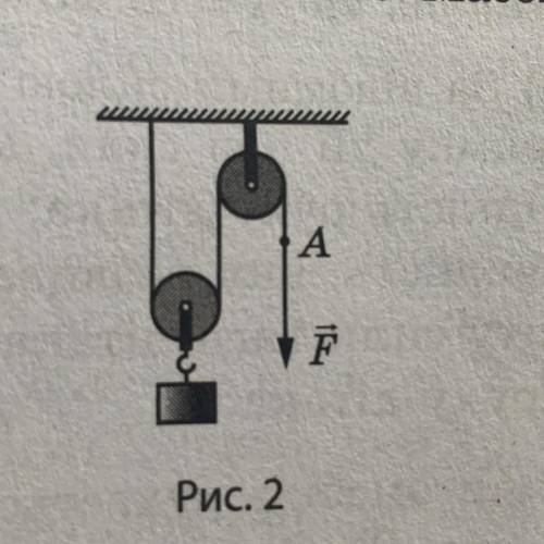 Яку силу треба прикласти до вільного кінця шнура(рис.2),щоб рівномірно піднімати вантаж масою 12кг?
