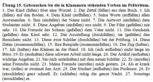 Gebrauchen Sie die in Klammern stehenden Verben im Präteritum