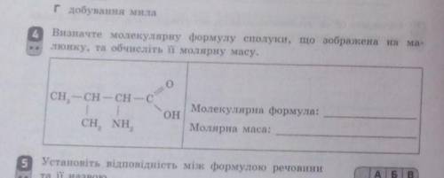 Визначте молекулярну формулу сполуки, що зображена на малюнку, та та обчисліть її молярну масу.