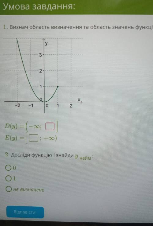 Визнач область висначення та область значень функції​