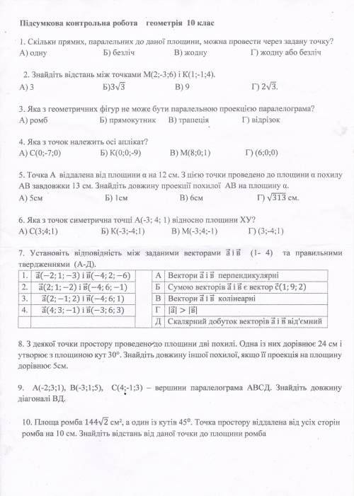 До ть виконати контрольну поботу з геометрії