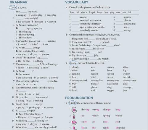 Grammar(1-15) & Vocabulary (a,b,c)15.a)dob)isc)does