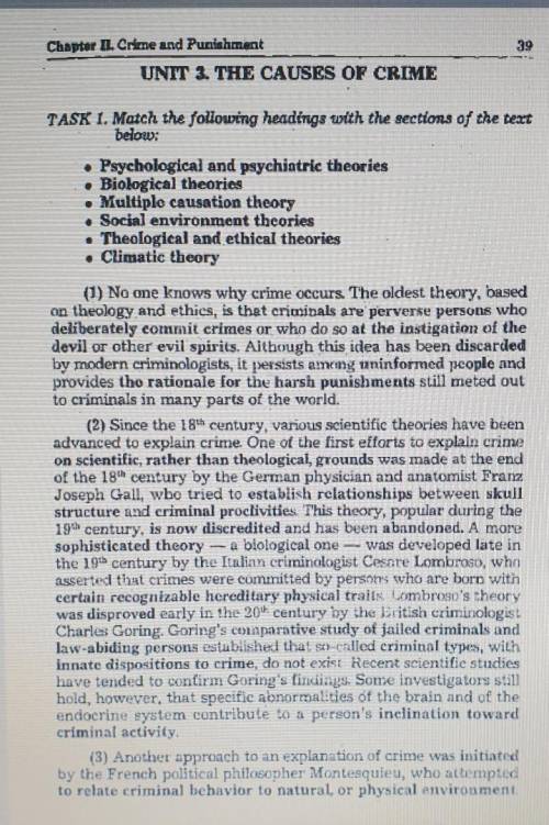 TASK 5. Answer the following questions:1. What concepts formed the basis of the earliest criminolog