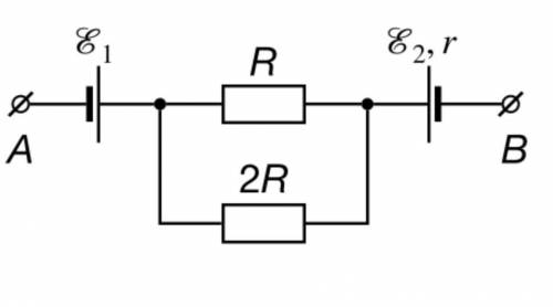 Для участка цепи AB, схема которого приведена на рисунке, найдите ЭДС Eэкв и внутреннее сопротивлен
