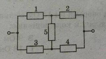 Визначте опір ділянки кола, схема якої зображена на рисунку, якщо R1 = R4 = R5 = 60 Ом, R2 = 180 Ом