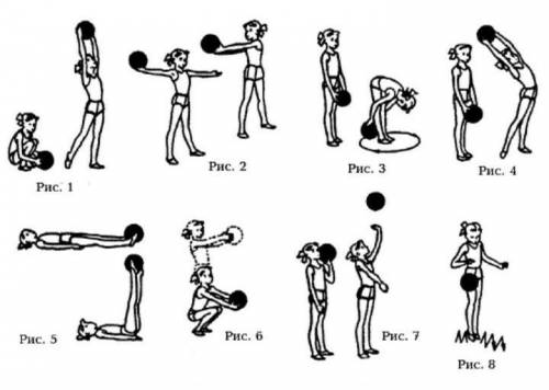 Придумать самому комплекс из 12 упражнений с мячом