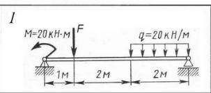 для двух опорной балки найти значения поперечных сил изгибающих моментов построить их эпиюры найти