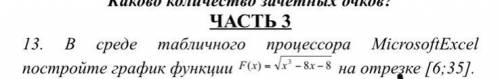 В среде табличного процессора MicrosoftExcel постройте график функции на отрезке [6;35].